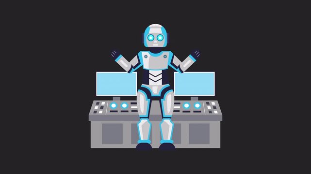 Cyber bot managing systems  2D Animation on Transparent Background