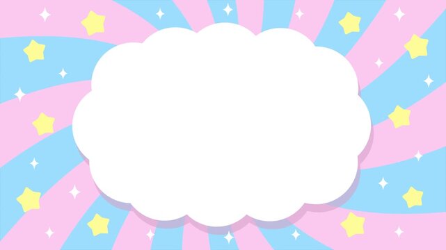 ガーリーなモコモコフレームのアニメーション。ピンクと水色。