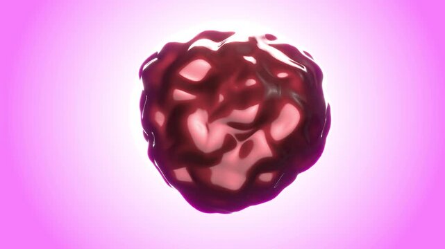 Abstract red glossy organic sphere floating in the center of a soft pink bg able to loop endless 4k