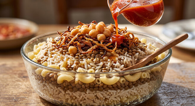 Egyptian Koshary Rice Lentil and Macaroni Bowl 8K