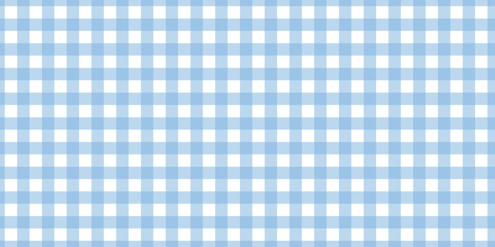 Blue gingham seamless pattern background with classic checkered texture