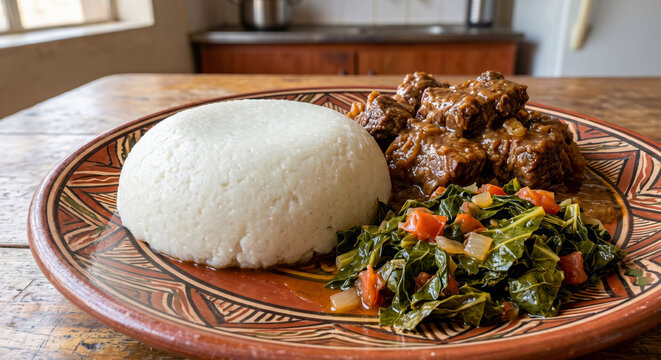 Zimbabwean Sadza White Maize Porridge with Beef Stew 8K