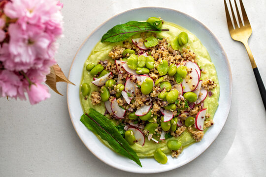 Broas bean salad with quinoa and radish