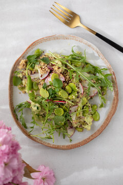 Broas bean salad with quinoa and radish
