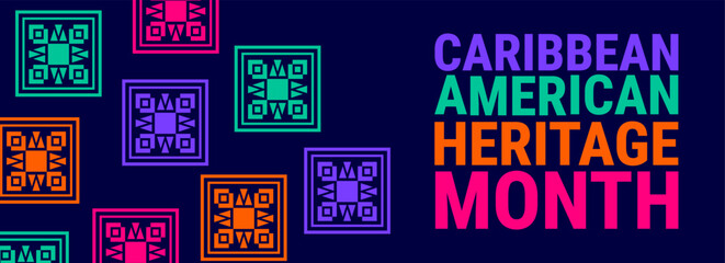 Naklejka premium Caribbean American Heritage Month background, banner, card or poster design template is observed every year during June, to raise awareness about the mission. Vector illustration.