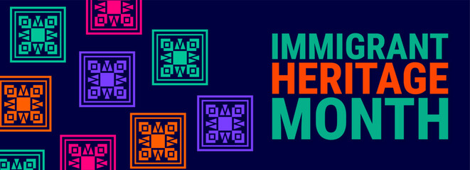 Naklejka premium Immigrant Heritage Month background, banner, card or poster design template is observed every year during June, to raise awareness about the mission. Vector illustration.