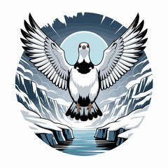 White Bird with Black Spots Flying. © PS STOCK