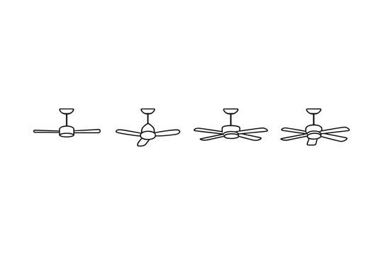 Collection of four different ceiling fan illustrations on a white background