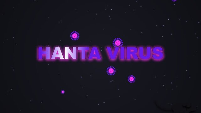Hantavirus pulmonary syndrome virus particles floating in a dark microscopic chamber