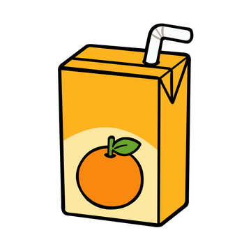 orange juice box flat drink illustration