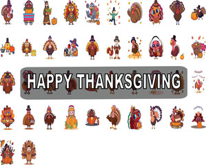 Fototapeta premium A lively cartoon depiction of Thanksgiving with diverse characters enjoying a meal and sharing joyful moments.