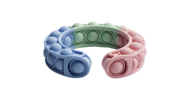 Colorful fidget toys on transparent background, close-up, indoors, product display, lifestyle
