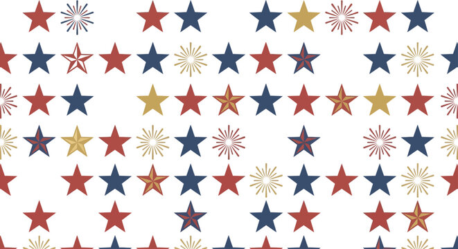 Stars arranged in a geometric pattern celebrate independence day with festive patriotic imagery.