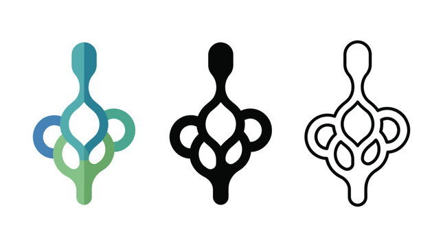 Abstract biological structure or cell division concept vector icon set three variations.