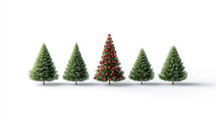 Fototapeta premium Christmas Tree with Decorations on White Background