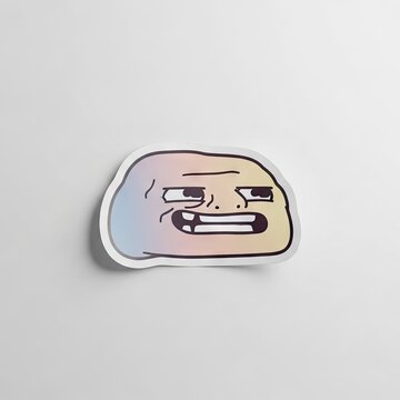 Funny Troll Face Meme Sticker on White Background.