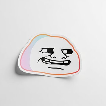 Trollface Meme Sticker on White Background.