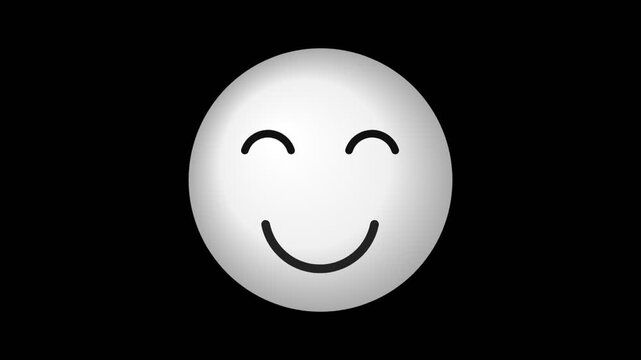 A simple white smiley face icon with a happy expression isolated on a black background