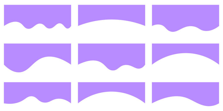 Collection of dividers shape templates. Modern separator header for website and app. Curve lines, wave collection of abstract design element for top and bottom page web site.Vector Illustration