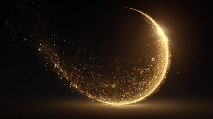 Obraz premium Glowing Crescent Moon on Dark Night Sky with Sparkling Effect