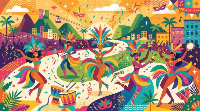 Colorful Carnival Celebration with Dancers and Festive Atmosphere