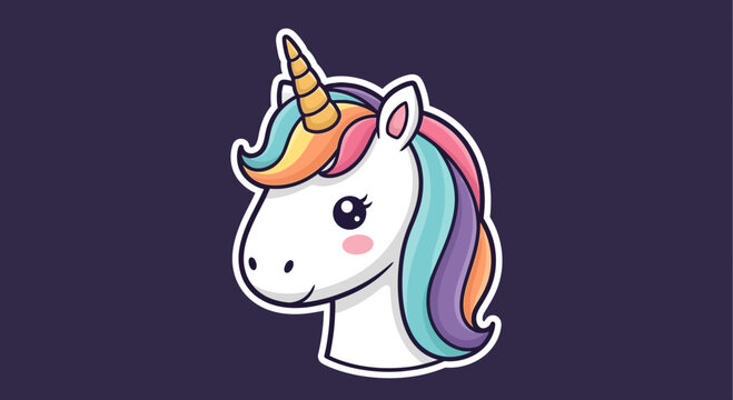 Colorful Unicorn Cartoon Illustration.