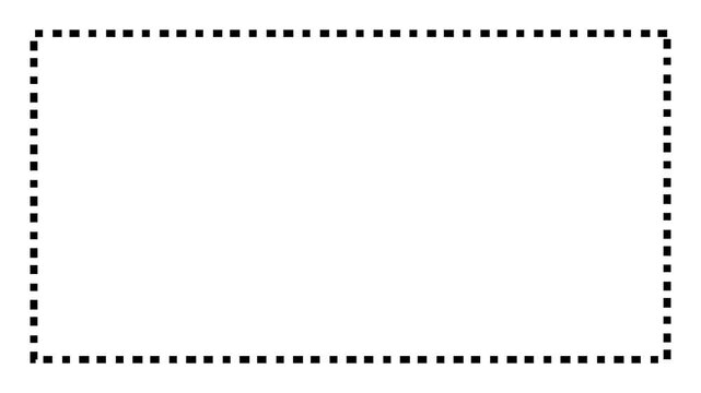 Dotted line rectangle frame animation on white background, animated dashed border frame loop isolated on clean white screen, minimal geometric motion graphic overlay