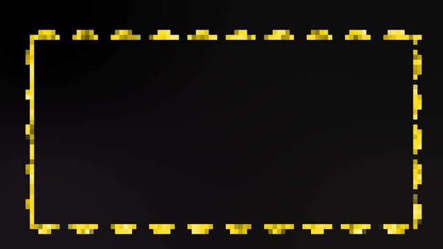 Mosaic pixel border frame animation with digital glitch style, abstract geometric pixelated outline loop, futuristic tech frame motion graphic background