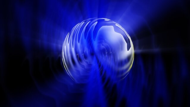 Futuristic Blue 3D Energy Orb with Radiating Waves Background