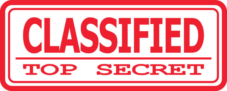 A classified top secret sign is shown with red text and border