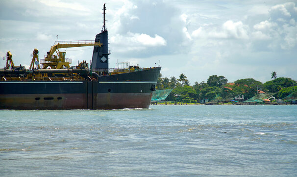 Bow of a dredging ship