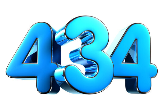 Blue number 434 3d illustration. Advertising signs. Product design. Product sales