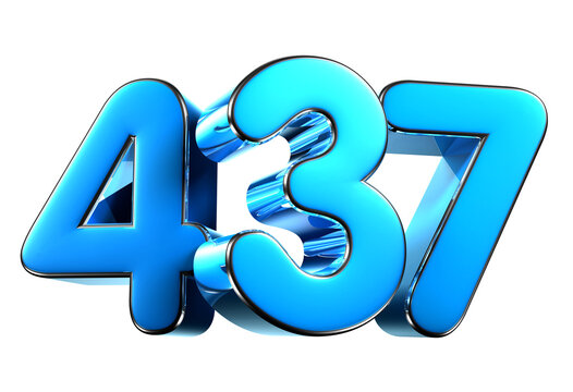 Blue number 437 3d illustration. Advertising signs. Product design. Product sales