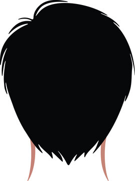 Short black layered pixie hairstyle back view illustration