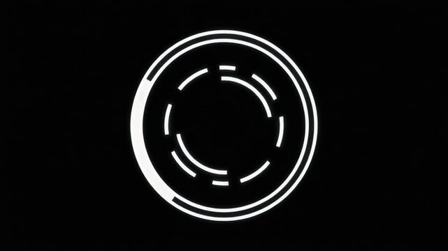 Futuristic circular animation on a black background with rotating elements and lines