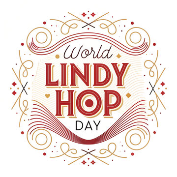 Ornate lindy hop day symmetrical emblem.