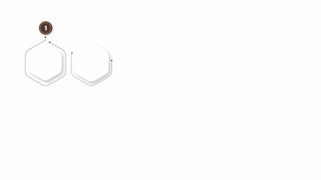 animated video of business infographics hexagonal shape with multi color label on white background, 12 steps  for workflow, presentation, 4k animation