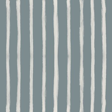 Minimal Painterly White Stripe Seamless Pattern in Slate Blue