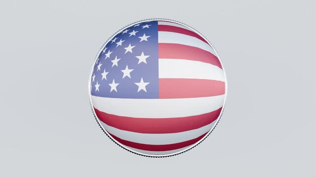 3D Rotating USA Round Stamp Logo With United State Of America Flag Design