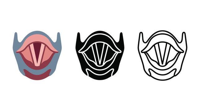 Human vocal cords anatomy icon set. larynx for sound production, medical illustration.