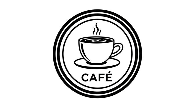 Black and white cafe coffee cup.