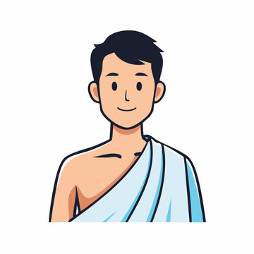 Cartoon Man in Ihram Clothing
