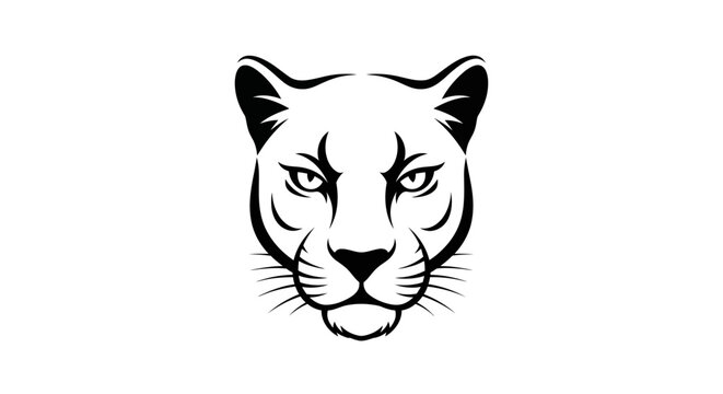 Black and white lioness head portrait.