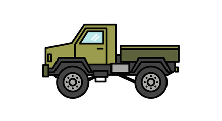 Fototapeta premium Green Military Style Pickup Truck Vehicle.