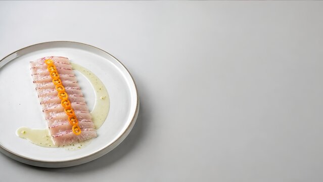 Minimalist Tiradito Plating with Negative Space for Copy