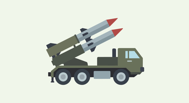 Military truck with missile launcher system.