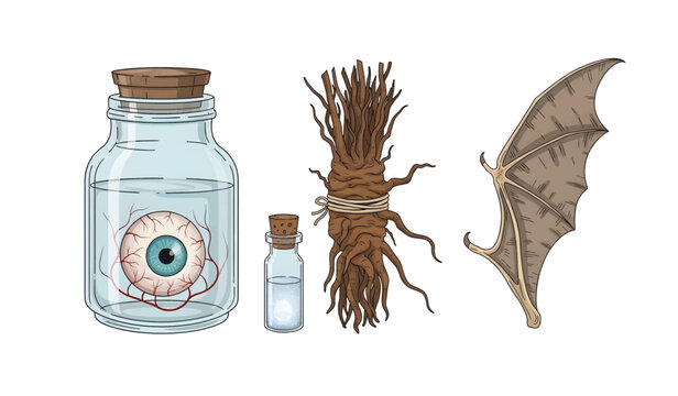 Collection of Vials and bottles with potions.