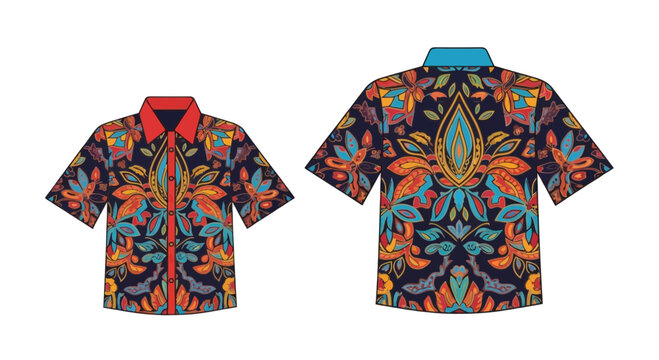 Colorful Batik Shirt with Floral Pattern