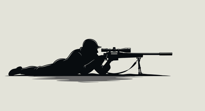 Soldier lying down with sniper rifle.