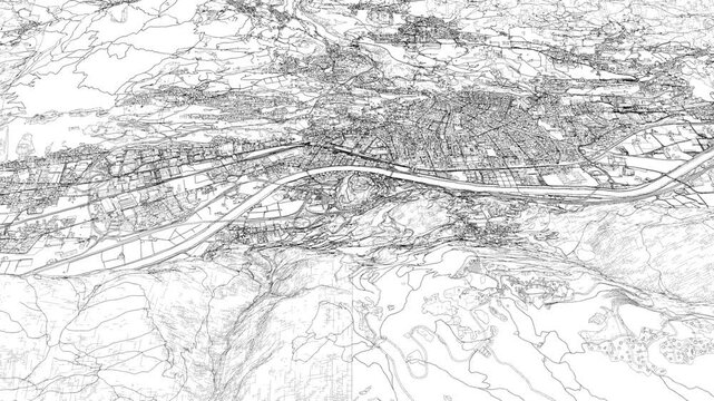 3D looped animation of city - Trento Italy
